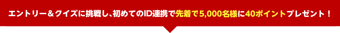 特典2 エントリー＆クイズに挑戦し、初めてのID連携で先着1万5千名様に40ポイントプレゼント！